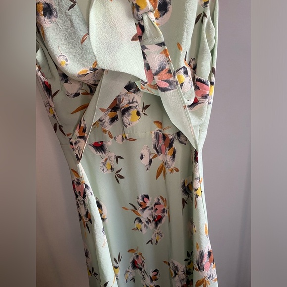 Lauren Ralph Lauren light sage green floral sleeveless crepe dress - Picture 2 of 9